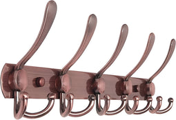 TOJ 15 Haaks Wandkapstok – 45cm - Muur / Wand Kapstok - Hangende Design Muurkapstok - Handdoekrek - RVS - Brons
