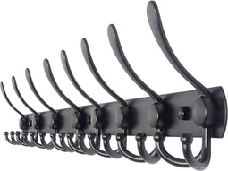 TOJ 24 Haaks Wandkapstok – 75cm - Muur / Wand Kapstok - Hangende Design Muurkapstok - Handdoekrek - RVS - Mat Zwart