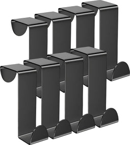 TOJ Deurhaken Set van 8 Stuks - Keukenkast / Deur Kapstokhaken - Ophanghaken - Deurkapstok - 5KG Belastbaar - RVS - Mat Zwart