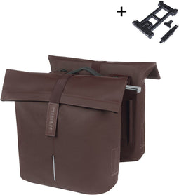 Basil City - Dubbele fietstas MIK - 28-32 Liter - Waterafstotend - Reflectiedetails - Roasted brown