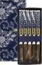 Tokyo Design Studio - Chopsticks Set - Eetstokjes Hout - Inclusief Geschenkdoos - Blue Flowers - 5 paar