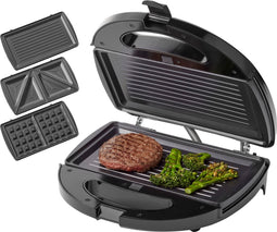Tomado TGM2000B - Multigrill 3 in 1 - Inclusief tosti en wafelplaten - 750 watt - Zwart