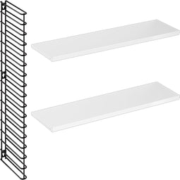 Tomado - Uitbreidingsset wandrek - 1 zwart rek, 2 witte planken - Boekenrek