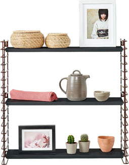 Tomado - Wandrek - Brons & Zwart - Boekenrek - 70x21x68 cm - Uitbreidbaar