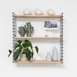 Tomado - Wandrek - Hout & Zwart - Boekenrek - 70x21x68cm - Uitbreidbaar