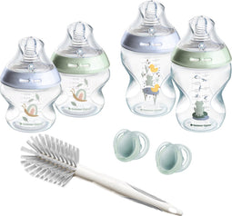 Tommee Tippee babyflessen, Natural Start Newborn Starter Set, 150 ml en 260 ml Anti-Colic flesjes, borst-gelijkende spenen met langzame + gemiddelde stroomsnelheid voor natuurlijk zuigen, zelfsteriliserend, anti-koliek ventiel, flesvoeding, blauw