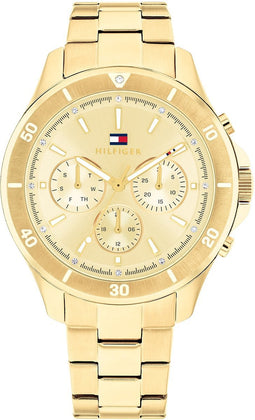 Tommy Hilfiger TH1782640 Aspen Dames Horloge - Mineraalglas - Staal - Goudkleurig - 38 mm breed - Quartz - Vouw/Vlindersluiting - 3 ATM (spatwater)