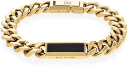 Tommy Hilfiger TJ2790539 Heren Armband - Schakelarmband - Sieraad - Staal - Onyx - Gourmet - 9 mm breed - 19.5 cm lang