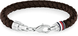 Tommy Hilfiger TJ2790546 Heren Armband - Gevlochten armband - Sieraad - Leer - Bruin - 8 mm breed - 19 cm lang