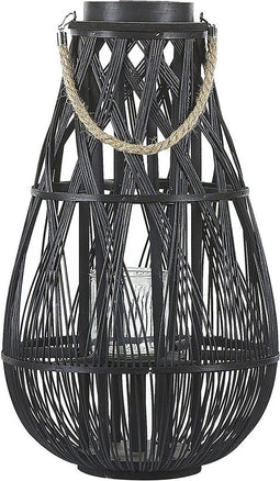 TONGA - Lantaarn - Zwart - Bamboehout