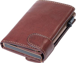 Tony Perotti Aluminium creditcardhouder met papier- en kleingeldvak - Donkerbruin