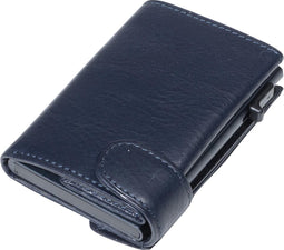 Tony Perotti Aluminium creditcardhouder met papier- en kleingeldvak - Blauw
