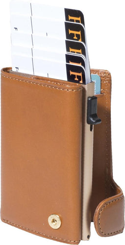 Tony Perotti Aluminium creditcardhouder met papier- en kleingeldvak - Honing