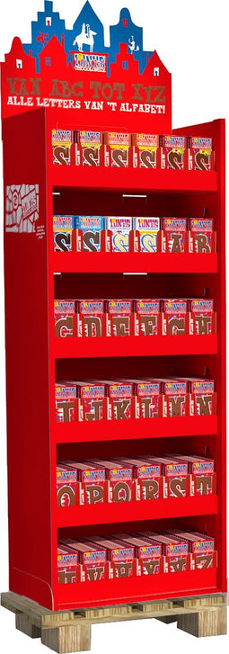 Tony's Chocolonely Chocolade Letter Pallet Display Sinterklaas - Kantoor Cadeautje Chocoladeletter - Sint Cadeautjes - inhoud 300 Chocoladeletters A-Z