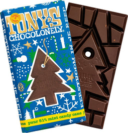 Tony's Chocolonely Kerstmis Kerstrepen Puur Candy Cane - Kerstcadeau Kerst Kadootjes 180 gram per stuk Fairtrade Belgische Chocola - 15x 180 gram
