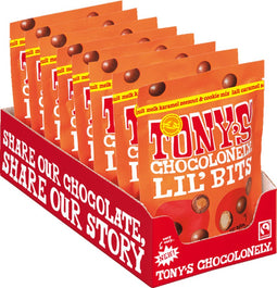 Tony's Chocolonely Lil’Bits Melk karamel zeezout & cookie mix Tony Chocolonely mini Chocolade mix Chocolade koekjes 8x 120g Chocola
