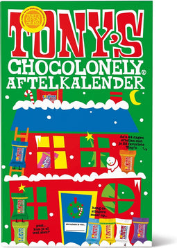 Tony's Chocolonely MEGA Kerst Adventskalender Chocolade 2024 - Grote Kerstmis Aftelkalender Kerstcadeau 10 Verschillende Smaken Tiny Tony's in een Kerstkalender Fairtrade Belgische Chocola 12 Stuks