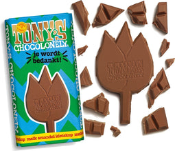 Tony's Chocolonely Melk Amandel Kletskop Chocoladereep "Je wordt Bedankt!" Chocolade Cadeau Belgische Fairtrade Chocola Geschenk voor Man en Vrouw 1 x 180 gram
