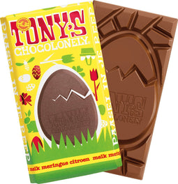 Tony's Chocolonely Melk Chocolade Reep Pasen - Meringue Citroen - Paas Cadeau - Chocolade Pasen - Paaschocolade - Fairtrade Chocolade - Bulk Verpakking - 15 stuks x 180 gram