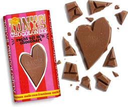Tony's Chocolonely ValenTony's Melk Roos Framboos Valentijn - Cadeautje Valentijnsdag - 1 x 180 gram
