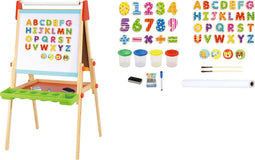 Tooky Toy Houten Speelgoed - 2 In 1 Educatief Schoolbord Magneet-/krijtbord - Educatief Speelgoed - 56-delig