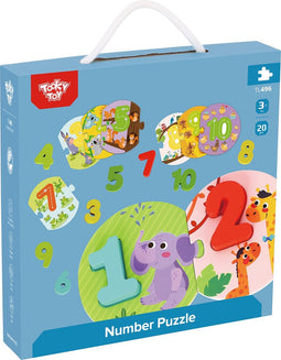 Tooky Toy Houten Speelgoed - Getallenpuzzel - Educatief Speelgoed - 20-delig