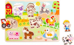 Tooky Toy Houten Speelgoed - Vormenpuzzel - Dierenpuzzel Boerderij - Vanaf 1,5 Jaar - 10-delig