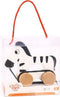 Tooky Toy Zebra Trekfiguur - Houten Speelgoed - Vanaf 18 Maanden - Zwart/wit