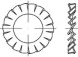 TOOLCRAFT 138457 Gekartelde schijven Binnendiameter: 8.4 mm DIN 6798 Verenstaal Galvanisch verzinkt 250 stuk(s)