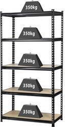 TOOLCRAFT 1530556 Stellingkast (extra stevig) 350 kg Metaal, MDF Antraciet/zwart Hout