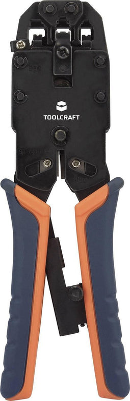 TOOLCRAFT TO-4988586 Krimptang Modulaire stekkers (western) Incl. kabelsnijder, Incl. stripgereedschap RJ10, RJ11, RJ12