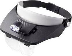 TOOLCRAFT TO-5137803 Hoofdbandloep Met LED-verlichting Vergrotingsfactor: 1.2 x, 1.8 x, 2.5 x, 3.5 x Lensgrootte: (l x