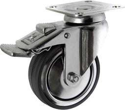 TOOLCRAFT TO-5137914 Zwenkwiel met parkeerrem en schroefplaat 80 mm rubber Draagvermogen (max.): 70 kg