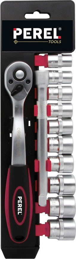 Toolland 3/8" RATELSCHROEVENDRAAIER MET 3/8" DOPPENSET - 12 st.