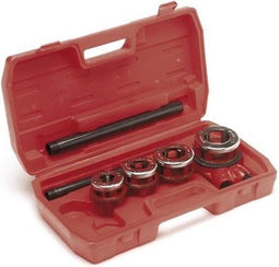 Toolland Draadsnijset, 5-delig, ½" tot 1¼", regelbaar draadkussen voor buis, dubbele ratel, centreergeleiding, in koffer