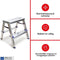 Toolland Dubbelzijdig opstapje met 2 x 2 treden, antislipvoetjes en antislipprofiel op de vier treden en het breed platform, opvouwbaar, aluminium, draagvermogen tot 150 kg, type DUAL