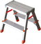 Toolland Dubbelzijdig opstapje met 2 x 2 treden, antislipvoetjes en antislipprofiel op de vier treden en het breed platform, opvouwbaar, aluminium, draagvermogen tot 150 kg, type DUAL