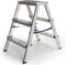Toolland Dubbelzijdig opstapje met 2 x 3 treden, antislipvoetjes en antislipprofiel op de 4 treden en het breed platform, opvouwbaar, aluminium, draagvermogen tot 150 kg, type DUAL
