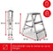 Toolland Dubbelzijdig opstapje met 2 x 3 treden, antislipvoetjes en antislipprofiel op de 4 treden en het breed platform, opvouwbaar, aluminium, draagvermogen tot 150 kg, type DUAL