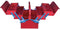Toolland Gereedschapskist, metaal, uitklapbaar, 5 vakken, rood, 530 x 200 x 200 mm