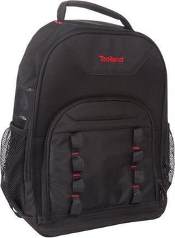 Toolland Gereedschapsrugzak, polyester, met 4 compartimenten, uitneembare gereedschapshouder, kunststof voetjes, zwart/rood, 38 x 50 x 20 cm