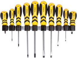 Toolland Schroevendraaierset met houder, chroom-vanadium, 5 x schroefkop, 5 x platte schroevendraaier, 10-delig