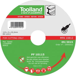 Toolland Snijschijf, 125 mm, nat snijden, 13300 tpm, 80 m/s, voor graniet, steen, baksteen, marmer