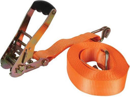 Toolland Spanband, tweedelig, met ratel en J-haken, uv-bestendig en waterafstotend, voor het vastzetten van zware ladingen, max. 4500 kg, polyester, oranje, 8 m x 50 mm