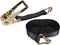 Toolland Spanband, tweedelig, met ratel en J-haken, uv-bestendig en waterafstotend, voor het vastzetten van middelzware ladingen, max. 1000 kg, polyester, zwart, 12 m x 50 mm