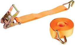 Toolland Spanband, tweedelig, met ratel en J-haken, voor het vastzetten van middelzware ladingen, max. 1000 kg, polyester, oranje, 9 m x 50 mm, 1 stuk