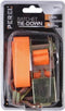 Toolland Spanband, tweedelig, met ratel en J-haken, voor het vastzetten van lichte ladingen, max. 500 kg, polyester, oranje, 1.5 m x 25 mm, 1 stuk