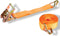 Toolland Spanband, tweedelig, met ratel en J-haken, voor het vastzetten van middelzware ladingen, max. 1000 kg, polyester, oranje, 9 m x 50 mm, 1 stuk