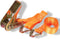 Toolland Spanband, tweedelig, met ratel en J-haken, voor het vastzetten van lichte ladingen, max. 500 kg, polyester, oranje, 1.5 m x 25 mm, 1 stuk