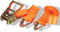 Toolland Spanband, tweedelig, met ratel en J-haken, voor het vastzetten van middelzware ladingen, max. 1000 kg, polyester, oranje, 4.5 m x 50 mm, 1 stuk